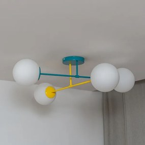 Prisadený luster MOON 4xE27/15W/230V tyrkysový/žltý