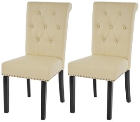 Design-Shop 2x Jedálenská stolička Chesterfield 2 - koženka, tmavé nohy - Krémová