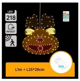 Aigostar - LED vianočná dekorácia 218xLED/3xAA IP44 + diaľkové ovládanie sob 28 cm