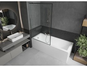 Mexen Next, vaňová zástena 1-krídlová 100 x 150 cm, fixné krídlo, 6 mm číre sklo s čiernym vzorom, chrómový profil, 895-100-000-00-70-01