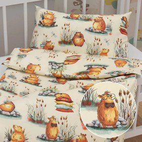 Biante Detské bavlnené posteľné obliečky do postieľky Sandra SA-710 Kapybary na krémovom Do postieľky 100x135 a 40x60 cm