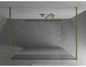 Mexen Kioto, priechodná sprchová zástena 110 x 200 cm, 8mm sklo číre/námraza, 2x zlatá stabilizačná rozpera, 800-110-002-50-35