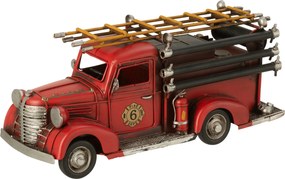 Červený retro kovový model hasičský automobil – 31*12*14 cm