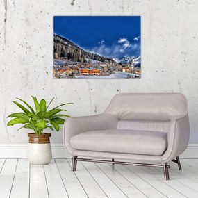 Sklenený obraz - Horské mestečko (70x50 cm)