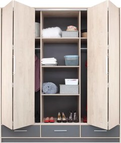 Šatník strieškou, dub sonoma / biela mat