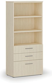 Kancelárska skriňa s kombinovanými zásuvkami PRIMO WOOD, 800 x 420 x 1781 mm, breza