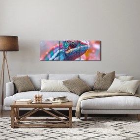 Obraz - Sfarbený chameleón (s hodinami) (90x30 cm)