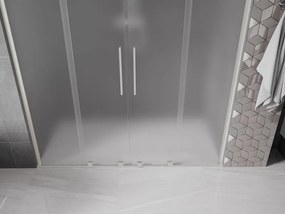 Mexen Velar L Duo, posuvné sprchové dvere do otvoru 170 cm, 8mm sklo námraza, brúsená oceľ, 871-170-003-32-97