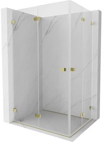 Mexen Lunar-F Duo, skladací sprchový kút 90 x 80 cm, 8mm číre sklo, zlatý profil, 836-090L-080P-50-00