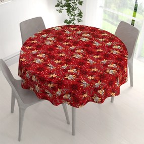 Biante Bavlnený okrúhly obrus Sandra SA-714 Vianočné cezmíny na červenom Ø 120 cm
