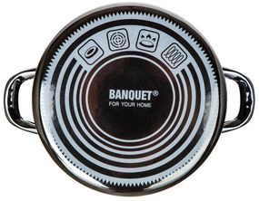Banquet Hrniec smaltovaný METALLIC Black 24 cm, 3,7 l, s pokrievkou, 24 cm