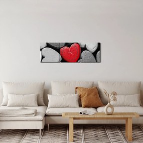 Obraz drevených srdiečok (s hodinami) (90x30 cm)