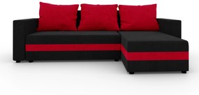 Rohová sedačka Safino (čierna + červená) (P). Vlastná spoľahlivá doprava až k Vám domov. 1042617