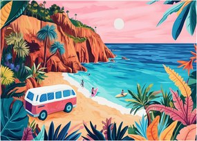 Obraz - Karavan pri oceáne (70x50 cm)