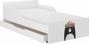 Wooden Toys Detská posteľ PUFI 160x80 MEDVEDÍK ČIERO-BIELY
