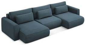 Modrá rozkladacia/s úložným priestorom rohová pohovka (do tvaru "U") Kapua – Makamii