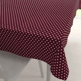 Biante Bavlnený obdĺžnikový obrus Sandra SA-351 Biele hviezdičky na tmavo červenom 130x220 cm