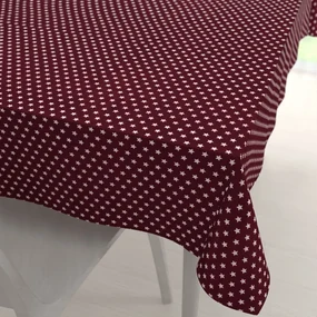 Biante Bavlnený obdĺžnikový obrus Sandra SA-351 Biele hviezdičky na tmavo červenom 50x100 cm