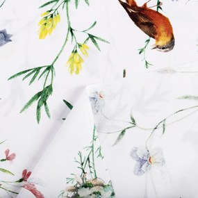 Biante Detský bavlnený záves Sandra SA-392 Lúčne kvietky s vtáčikmi 150x190 cm