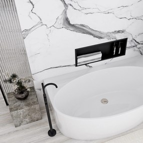 Rea Rea, oceľová kúpeľňová polička 30x60 cm, čierna matná, REA-05605