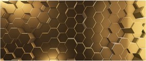 Obraz - Zlaté hexagóny (120x50 cm)
