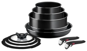 Hliníková súprava riadu 10 ks Ingenio Easy Cook & Clean Black - Tefal