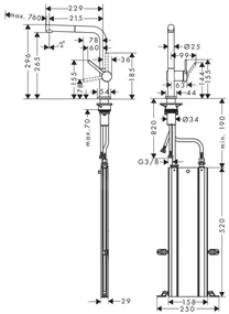 Hansgrohe M54, drezová batéria Talis s výsuvnou spŕškou, sBox, kartáčovaný čierny chróm, HAN-72809340