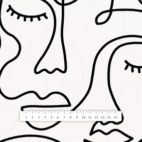 Biante Bavlnený behúň na stôl Sandra SA-570 Abstraktné tváre na bielom 45x160 cm