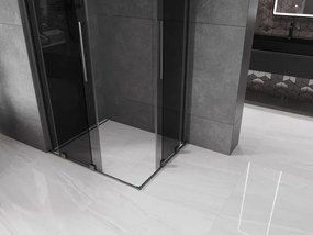 Mexen Velar Duo, sprchový kút s posuvnými dverami 90 x 80 cm, 8mm šedé sklo, grafit brúsený, 871-090-080-42-66