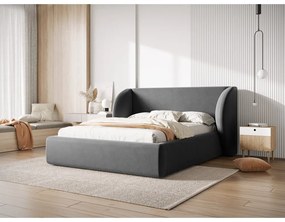 Tmavosivá čalúnená dvojlôžková posteľ s úložným priestorom s roštom 200x200 cm Miley – Micadoni Home