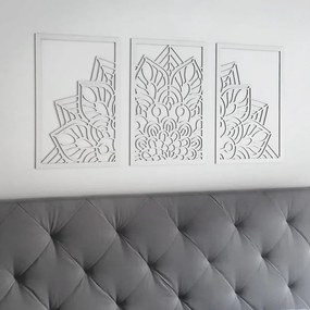 drevko Viacdielna mandala na stenu Kvet Rozmer obrazu: 29,5 x 65 cm, Farba dekorácie: Čierna