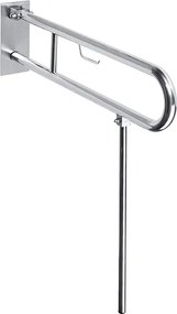 Bemeta Design HELP: Madlo, 600 mm, v tvare U, sklopné, s opornou nohou, s držiakom TP, s krytkou, nerez, mat - 301407272N