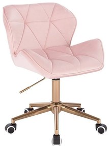 LuxuryForm DESIGN Stolička MILANO VELUR na zlatej podstave s kolieskami - svetloružová