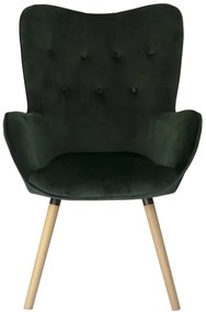 Tmavo zelené zamatové kreslo COZY