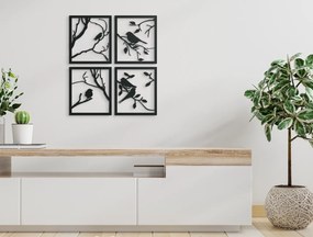 drevko 4-dielny obraz Sýkorky Rozmer obrazu: 44,5 x 39 cm, Farba dekorácie: Čierna