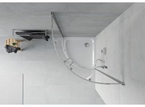 Mexen Rio, štvrťkruhový sprchovací kút s posuvnými dverami 80 x 80 cm, 6mm číre sklo, chrómový profil + biela sprchová vanička, 863-080-080-01-00-4110