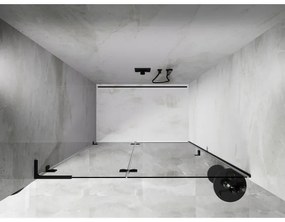 Mexen, Mexen Lunar L Otočné ľavé sprchové dvere 135 cm, priehľadné, čierne - 834L-135-000-70-00-L