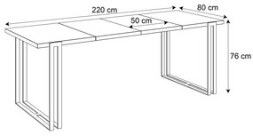 Jedálensky rozkladací stôl KALEN zlatý remeselný dub Rozmer stola: 120/220x80cm