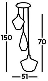 Searchlight  5423-3BK - Luster na lanku MIA 3xE27/60W/230V čierna