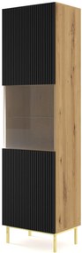 Vitrína 1DS Rowanna (dub artisan + čierna + zlatá). Akcia -20%. Vlastná spoľahlivá doprava až k Vám domov. 1124994