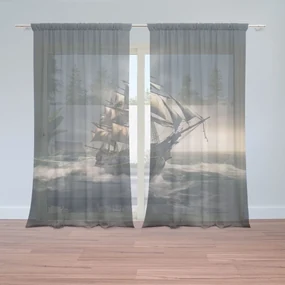 Sablio Záclony Plachetnica v rozbúrených vodách: 2ks 150x250cm
