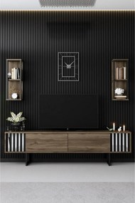 TV stolík s policami Chrome Walnut a Black