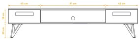 TV stolík z dubového dreva 182x42 cm Golo - The Beds