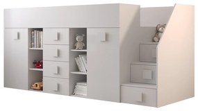 Detská kombinovaná posteľ 90 cm Toreno 3 (biela + biely lesk + biele lesklé madlá) (P). Vlastná spoľahlivá doprava až k Vám domov. 1083330