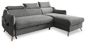 Svetlosivá zamatová rozkladacia rohová pohovka (pravý roh) Sweet Harmony – Miuform