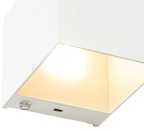 Nástenná lampa biela vrátane LED a dotykového stmievača nabíjateľná - Joris