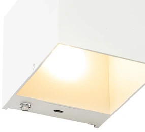 Nástenná lampa biela vrátane LED a dotykového stmievača nabíjateľná - Joris