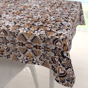 Biante Saténový štvorcový obrus LUP-501 Vianočné perníčky na sivom 130x130 cm