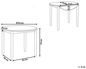 Rozkladací drevený stôl ⌀ 61/92 x 92 cm svetlé drevo/sivá OMAHA Beliani