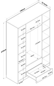Šatní skříň BA 112 140 cm ořech/bílá